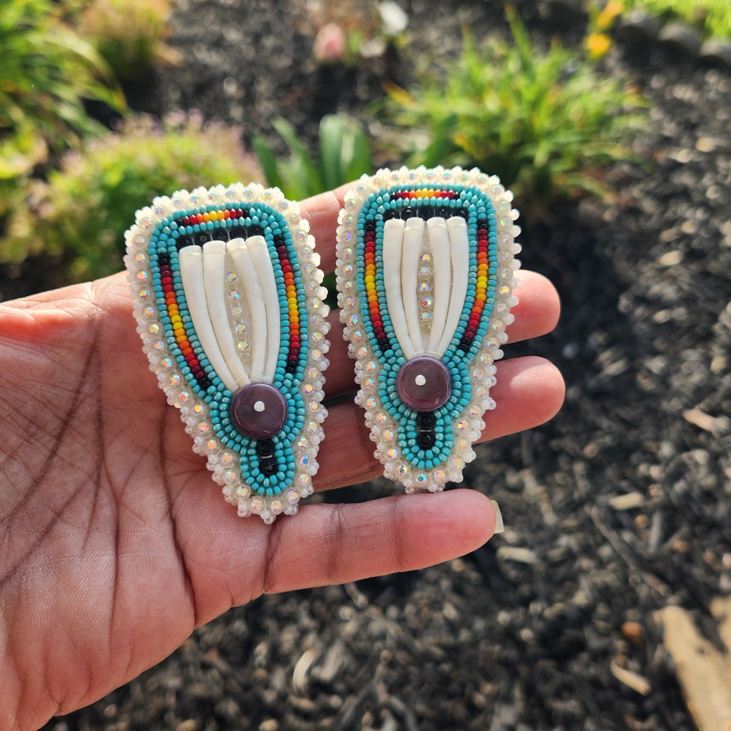 Dentalium Fan Beaded Earrings Creative Natives Lumbee Artists