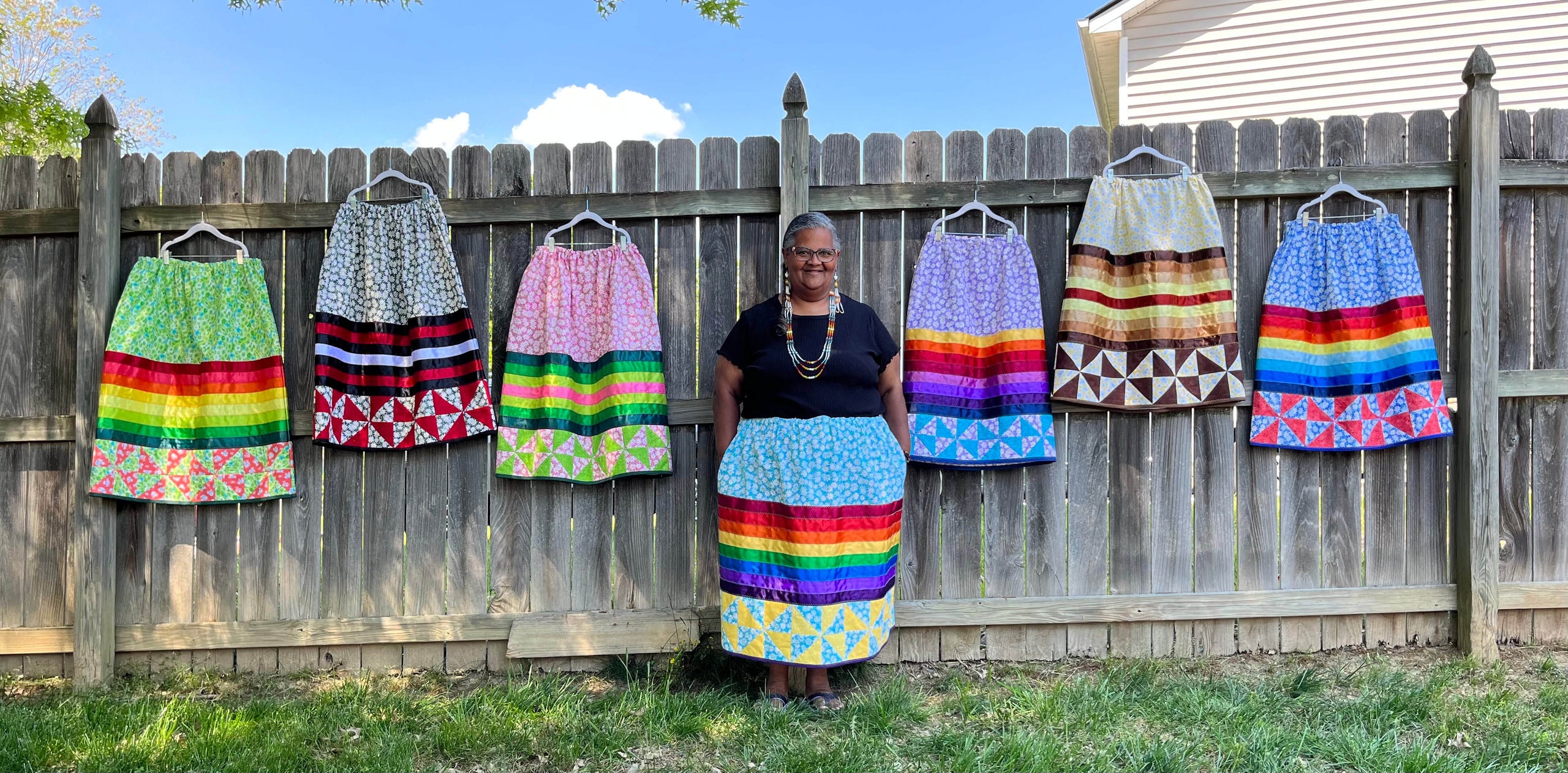 Rainbow skirt quilt sale